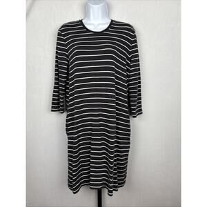 Marine Layer Mackenzie Striped Dress Women's Medium Black White Casual Pockets